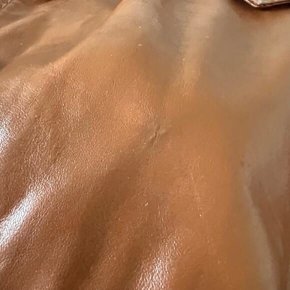 Vintage Genuine Leather Cognac button front Blazer Jacket double breasted - Picture 13 of 16